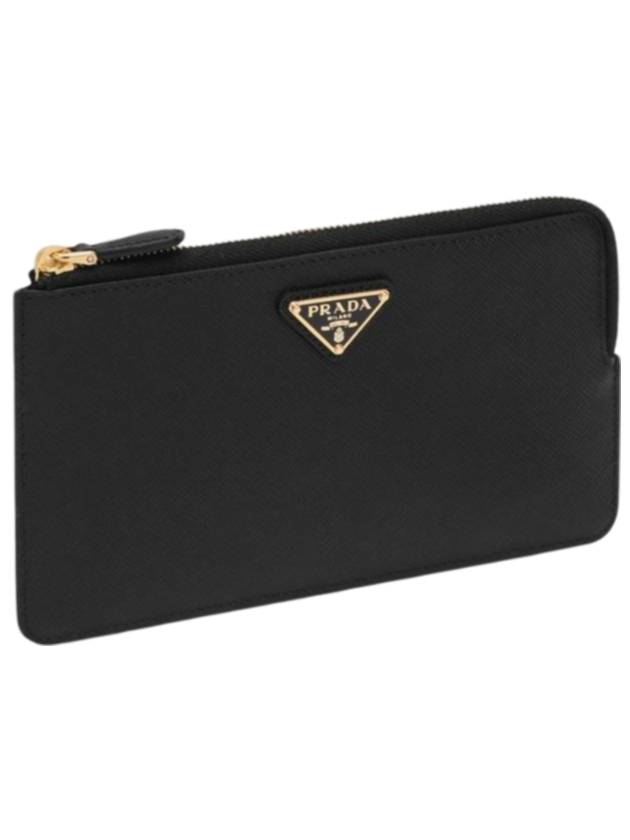 프라다 집 사피아노 카드 지갑 블랙