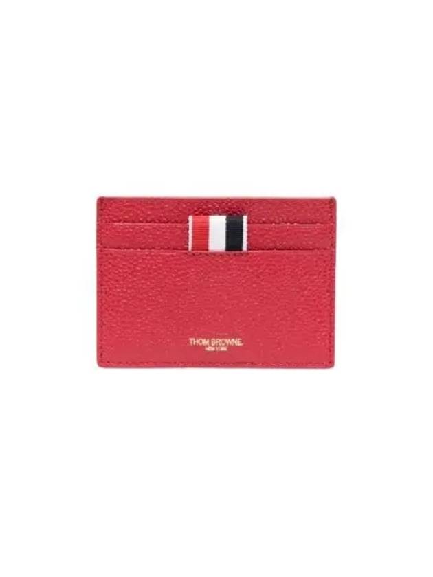 톰브라운 RWB 앵커 페블 레더 카드 홀더 레드 Thom Browne RWB Anchor Pebble Leather Card Holder Red
