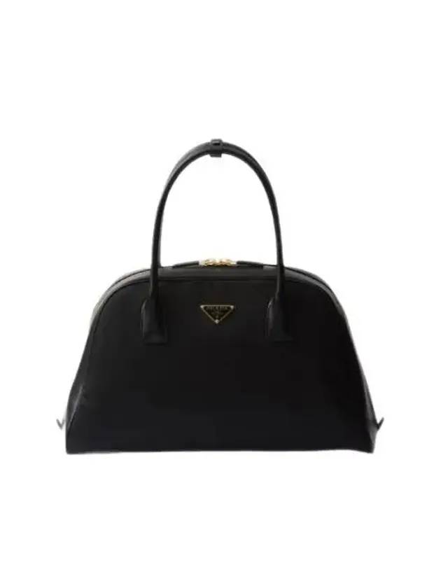 프라다 라지 리나일론 레더 토트 백 블랙