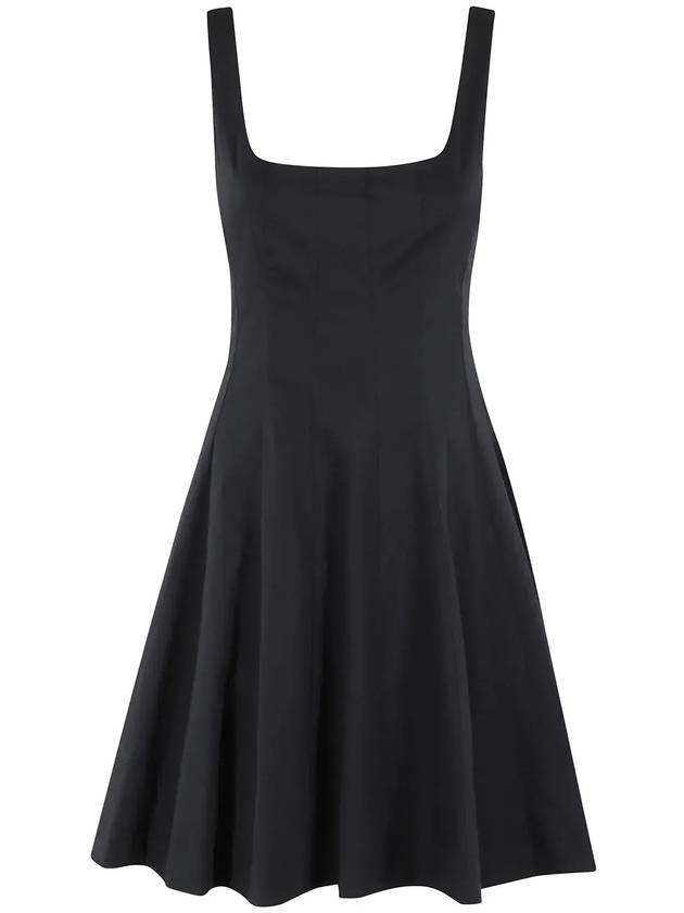 Staud Wells 플리츠 스퀘어넥 미니 드레스 907502_BLK