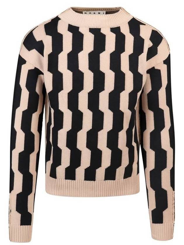 마르니 남성 자카드 믹스패턴 니트탑 블랙