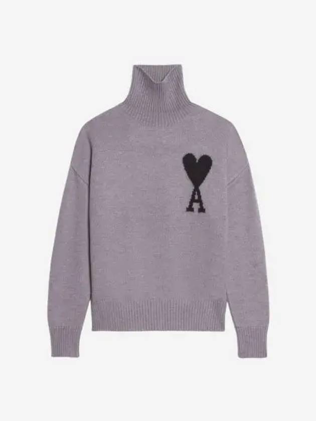 아미 빅 하트 로고 퍼넬 넥 스웨터 그레이 블랙 Ami de Coeur Funnel Neck Sweater Grey Black