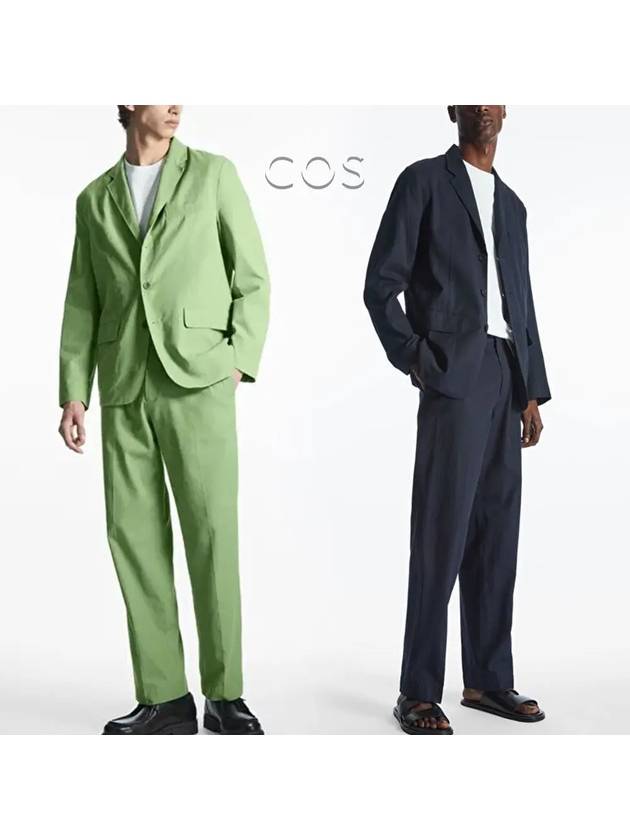 코스 남성 엘라스틱 웨이스트 레그 슬렉스 팬츠 바지 그린 네이비