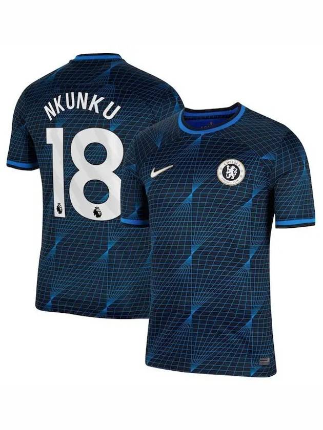 1028292 크리스토퍼 은쿤쿠 첼시 FC 나이키 2023 24 어웨이 스타디움 플레이어 저지 네이비
