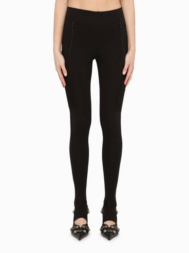 Zip Details Black Leggings