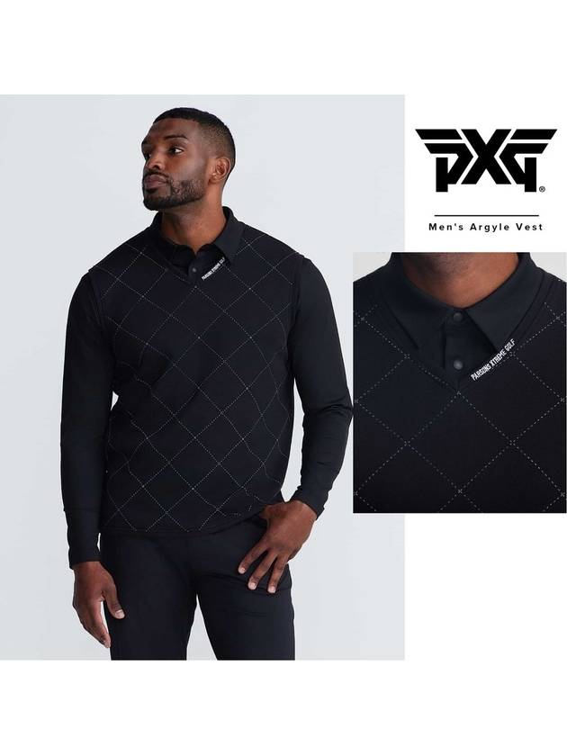 PXG 피엑스지 남자골프웨어 아가일 니트 조끼 베스트 남성골프조끼 필드 라운딩룩 가을 겨울
