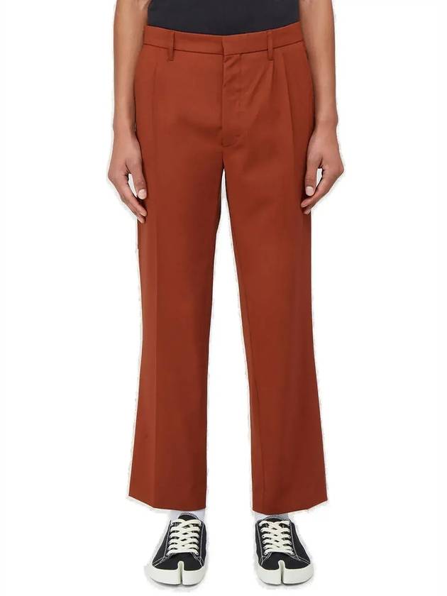 보터 스트레이트 레그 플리츠 디테일 팬츠 5004W002_RUST