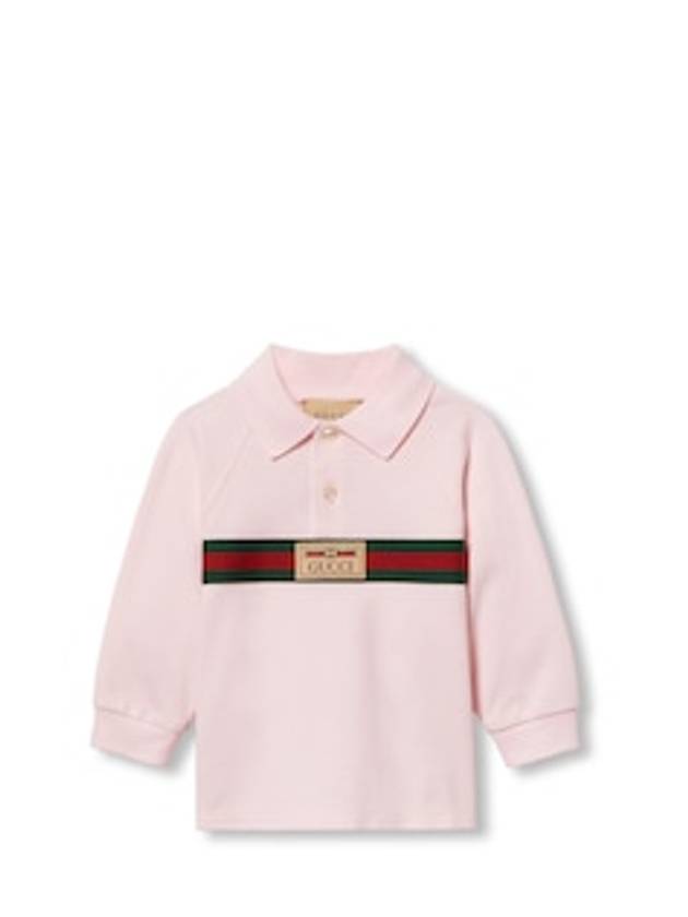 구찌 베이비 코튼 폴로셔츠 웹 라이트 핑크 787505XJF3F5320
