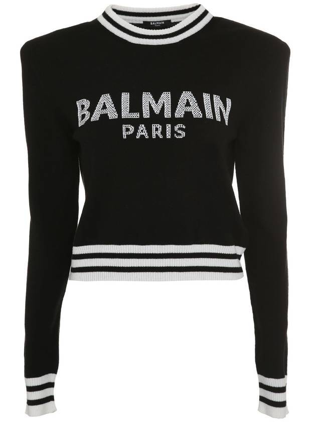 발망 여성 로고 울 캐시미어 풀오버 니트탑 블랙