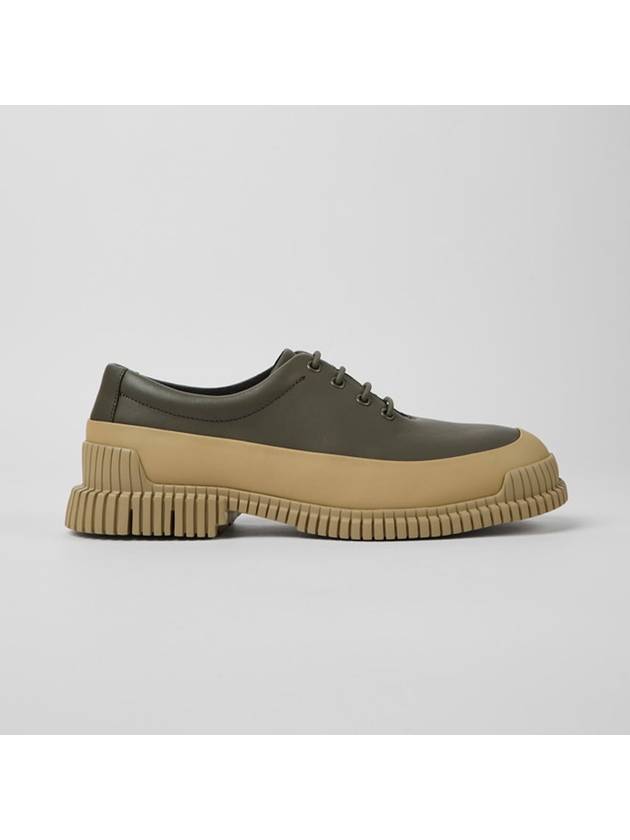 캠퍼 남성 Pix 픽스 로퍼 레이스업 가죽 구두 신발 그린 베이지