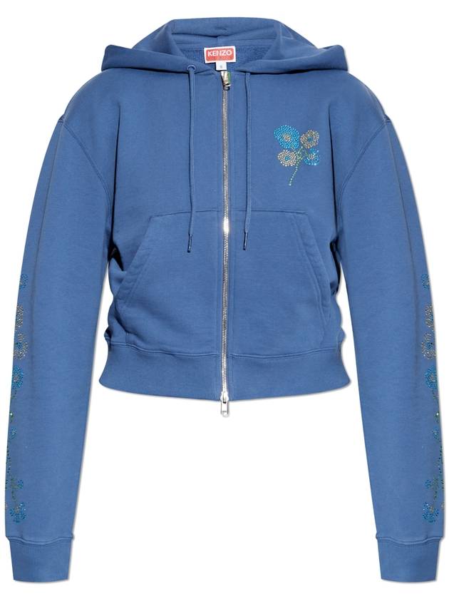 Kenzo Hoodie With Shimmering Appliqu?s Women's Blue