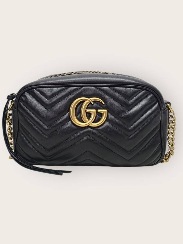 구찌 블랙 GG 마몽 마틀라세 스몰 카메라백
