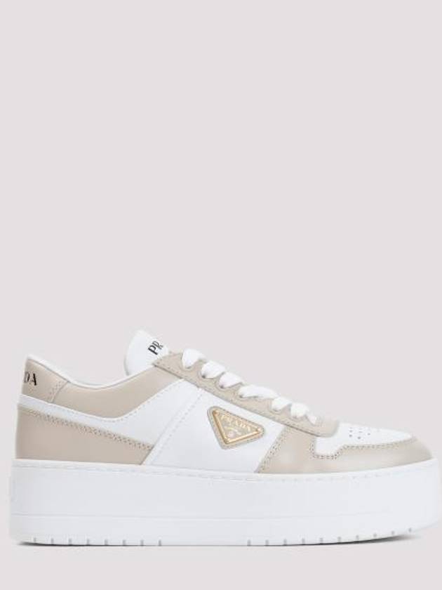 프라다 다운타운 볼드 레더 로우탑 스니커즈 화이트 데저트