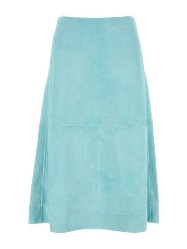 보테가베네타 스웨이드 미디 A라인 스커트 블루