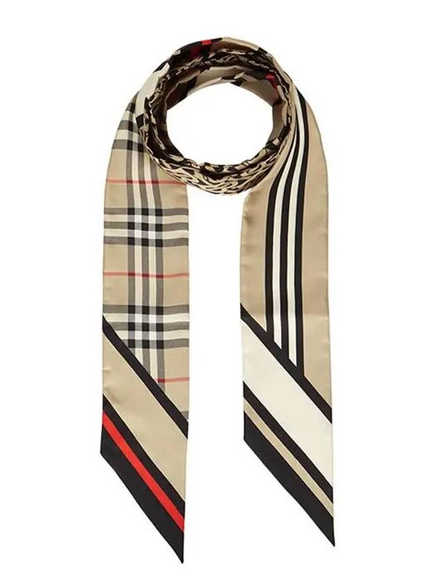 버버리 몽타주 프린트 실크 스키니 스카프 8037017 A7026