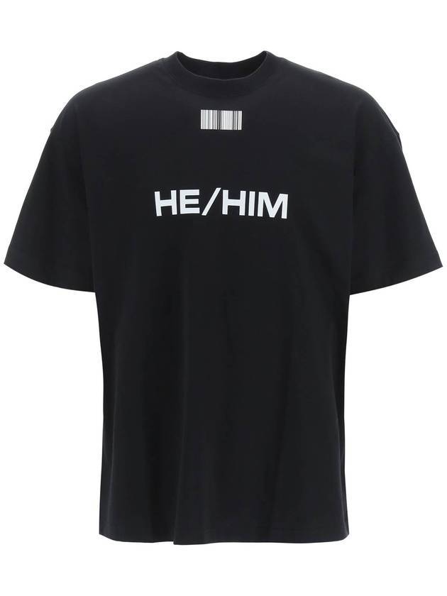 베트멍 바코드 프린팅 반팔 티셔츠 블랙