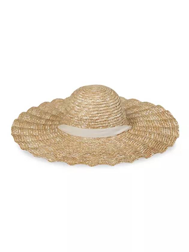 스캘럽 돌체 스트로 와이드 챙 모자 Scalloped Dolce Straw Wide Brim Hat