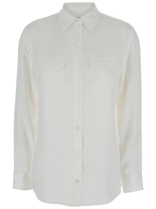 EQUIPMENT L21E035NATUREWHITE & 39 시그니처& 39 패치 포켓 화이트 셔츠 새틴 우먼 소재