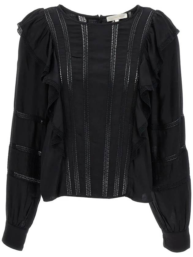 LoveShackFancy 데비카 러플 블라우스 T11111605_BLACK