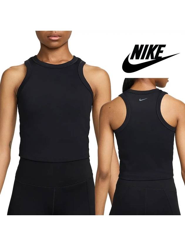 나이키 나시 여성 피티드 크롭 탱크 탑 티셔츠 블랙