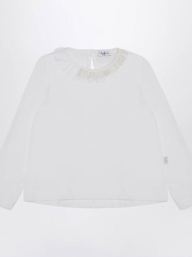 White Jersey With Ruffle Collar