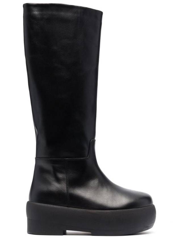 GIA BORGHINI 부드러운 가죽 소재의 플랫폼 블랙 슬립온 부츠 여성 GIA165000