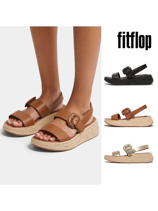 핏플랍 샌들 F모드 스트랩 버클 가죽 플랫폼 신발 블랙 라이트탄 플라티노