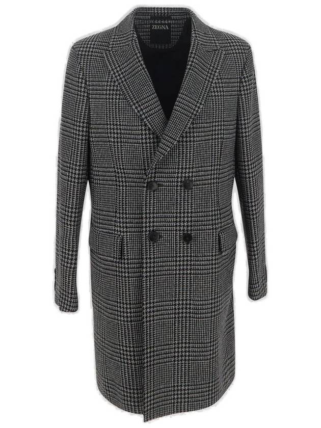 Z Zegna 더블 브레스티드 체크 코트