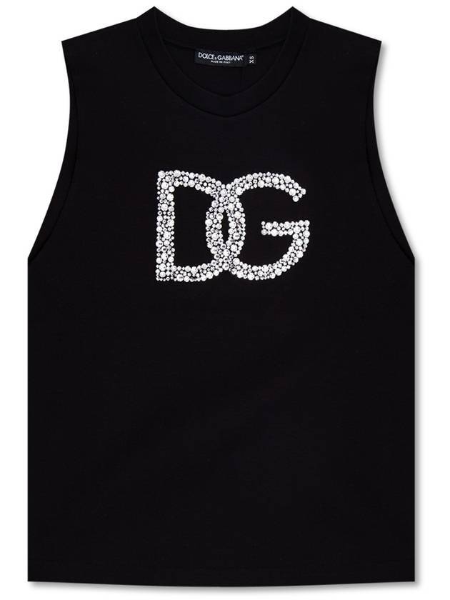 돌체앤가바나 크리스탈 DG 로고 슬리브리스 블랙