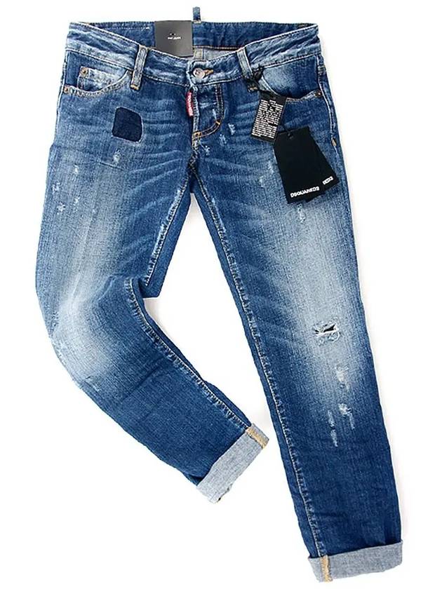 디스퀘어드2 72LA0695 밑단 롤업 워싱 7부 펫트 진