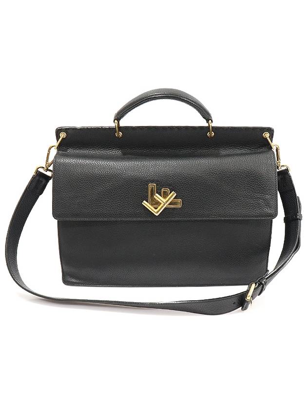 Fendi 펜디 7VA462 블랙 카프스킨 금장 셀러리아 더블 페이스 브리프케이스 서류가방 2WAY