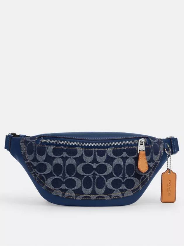 코치 워렌 미니 벨트백 시그니쳐 데님 Denim Deep Blue