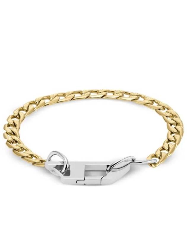 디젤 D 로고 투톤 체인 팔찌 골드