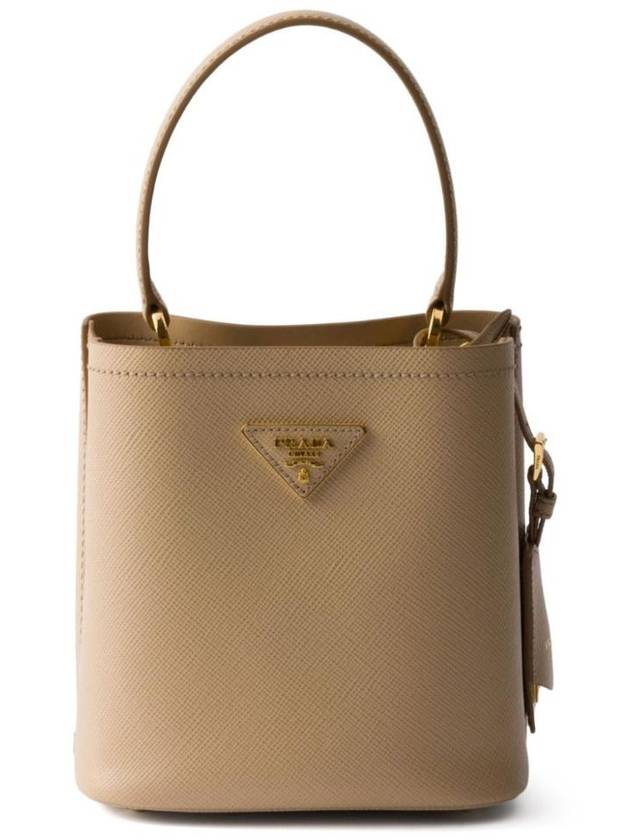 프라다 파니에 스몰 사피아노 레더 토트 백 베이지