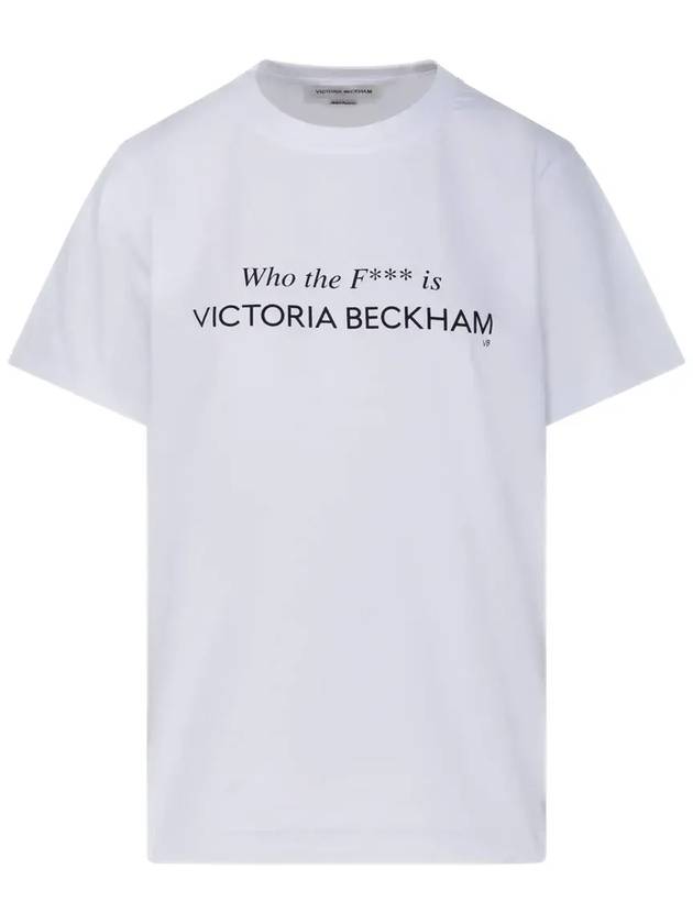 빅토리아 베컴 로고 프린트 크루넥 티셔츠 1424JTS005949A_WHITE