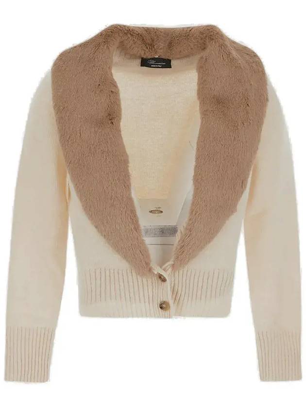 Blumarine 인조 모피 칼라 카디건 2M287S_N0106
