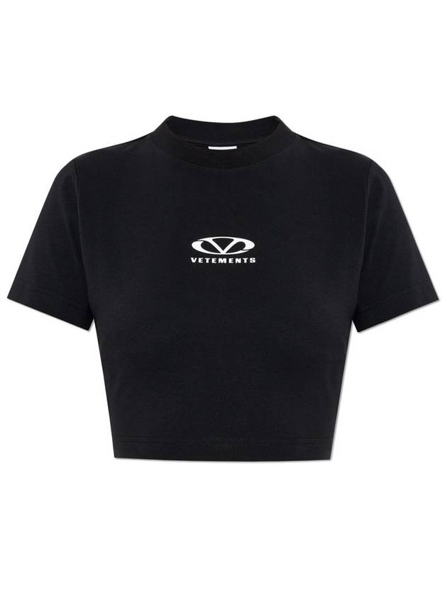 베트멍 로고 자수 크롭 탑