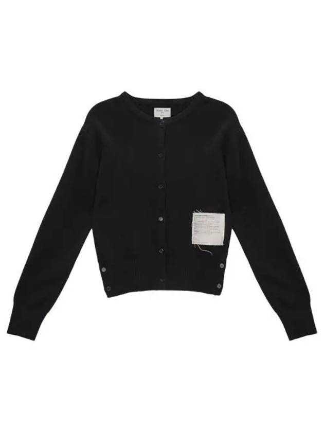 W 마뗑킴 타이포 패치 라운드 가디건 블랙 W Matin Kim Typo Patch Round Cardigan Black
