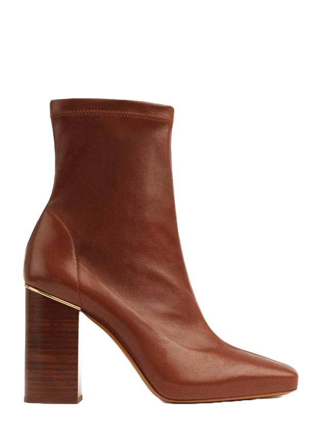 끌로에 암브레 가죽 미들 부츠 브라운