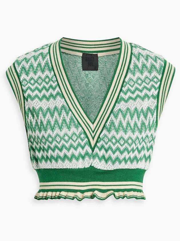 NB07 안나수이 여성 스웨터 Cropped jacquard knit cotton blend vest