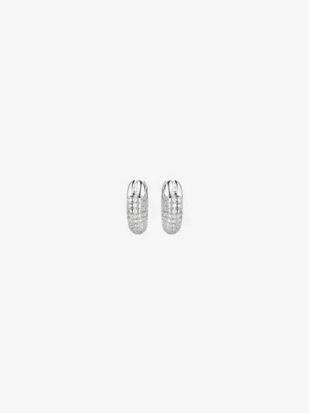 W 스와로브스키 덱스테라 후프 이어링 스몰 화이트 로듐 플래팅 W Swarovski Dextera Hoop Earrings Small White Rhodium Plated