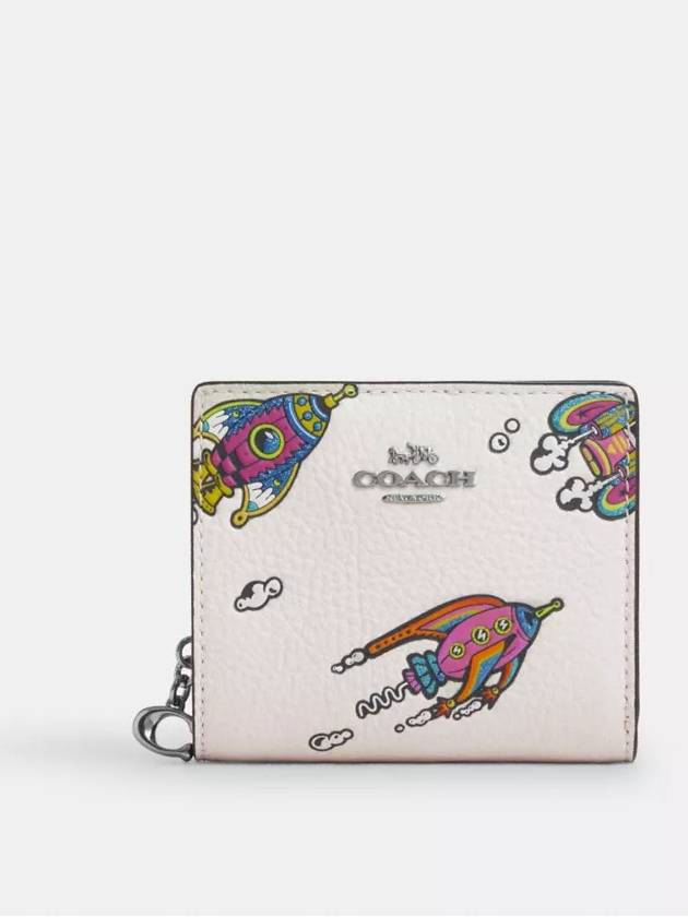 코치 스냅 월렛 반지갑 Silver Chalk Multi