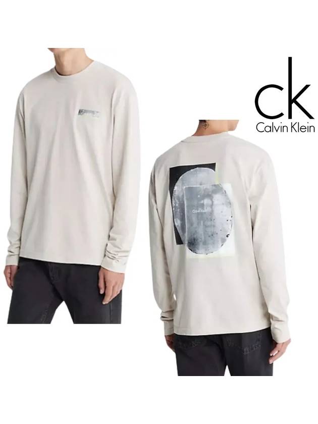 캘빈클라인 퓨처 그래픽 로고 탑 긴팔티셔츠 베이지