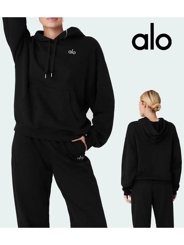 알로 후드 아콜레이드 탑 티셔츠 블랙