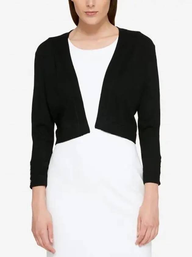 우먼 타미힐피거 버튼 슬리브 가디건 블랙 4045574