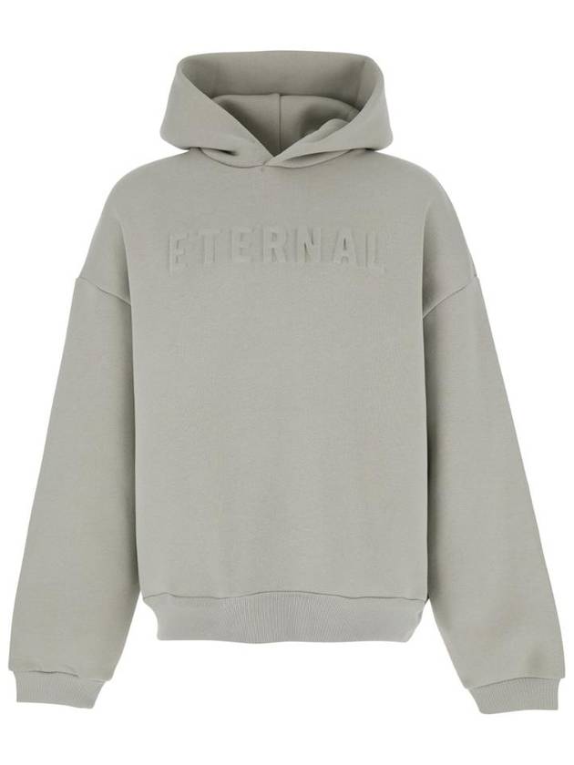 FEAR OF GOD 후드에 로고 패치 앞면에 자수가 있는 & 39 Eternal& 39 그레이 후드 티셔츠 코튼 블렌드 남성용 FGE25051211FLC085