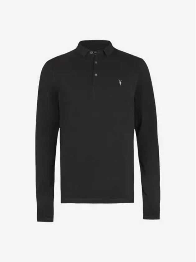 올 세인츠 리폼 롱 슬리브 폴로 셔츠 블랙 All Saints Reform Long Sleeve Polo Shirt Black