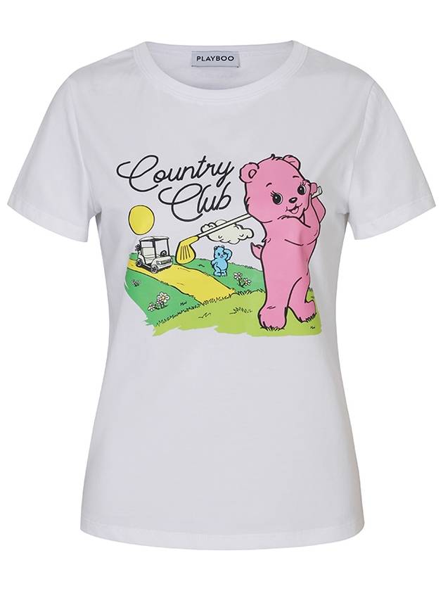 ECO FRIENDLY FABRIC COUNTRY CLUB BEAR TEE_White