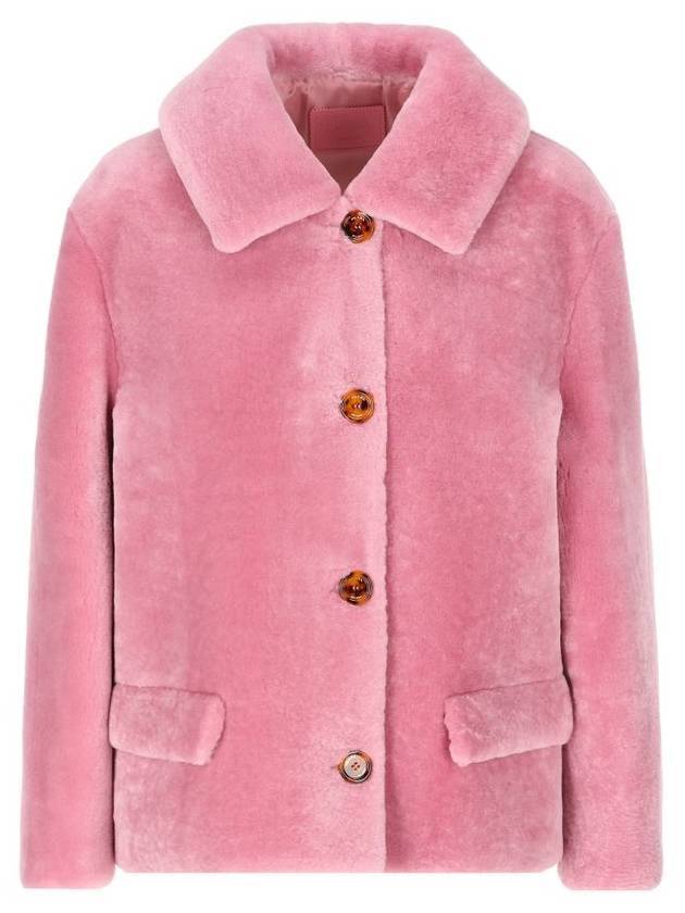 프라다 시어링 자켓 베고니아 핑크