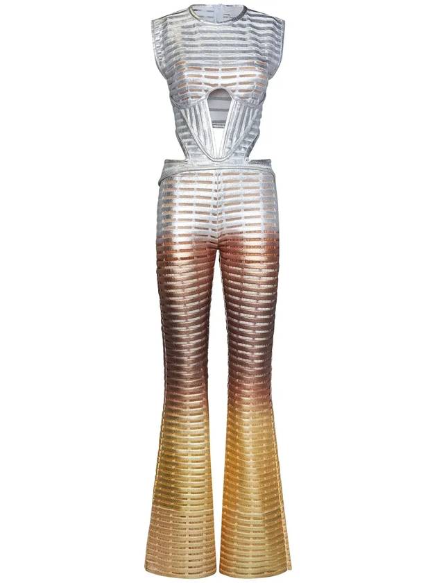 Genny 컷아웃 스터드 디테일 점프슈트 74AJF872CMMCS_QG5